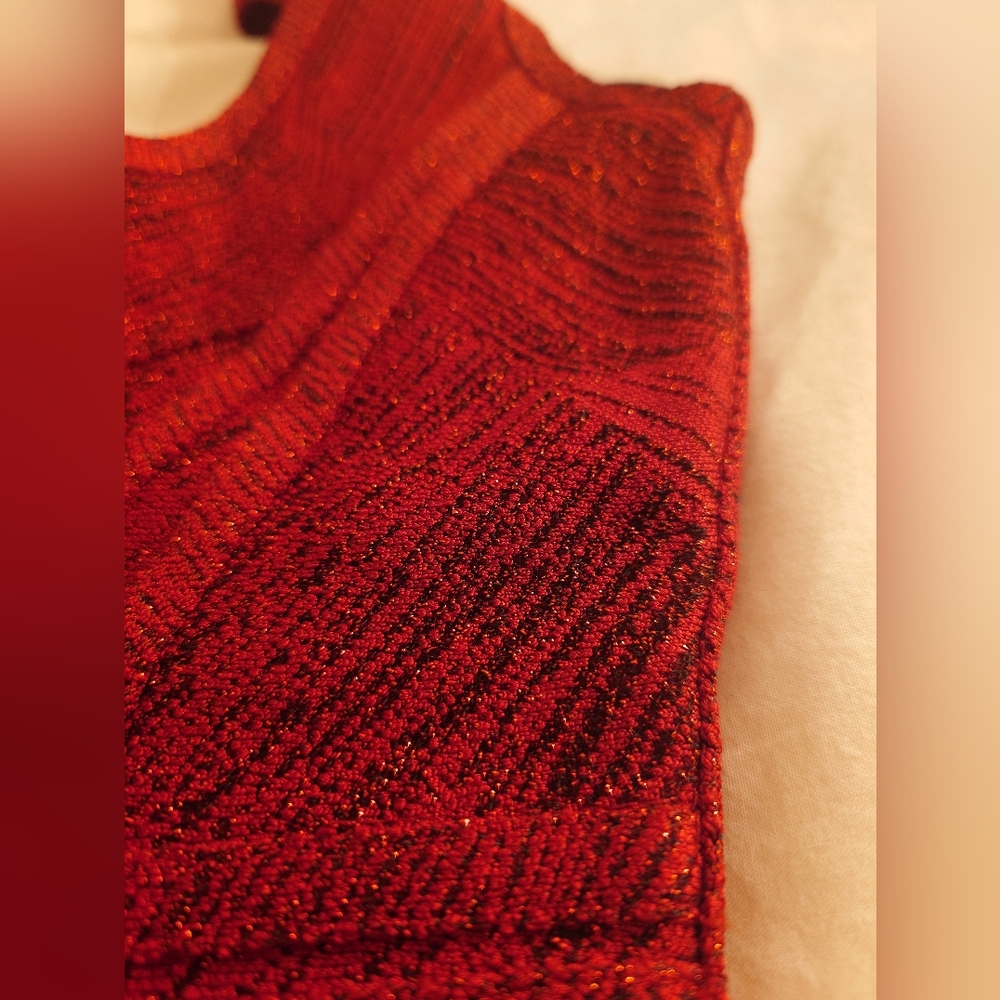 NWT Shimmery Wine Red HERVE LEGER Holiday Bodycon Icon Bandage Dress XS Sparkles - Picture 13 of 13